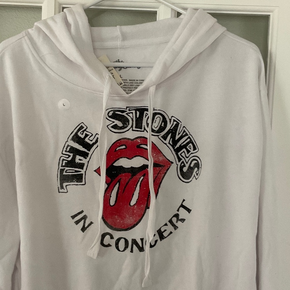 Rolling Stones White Hoodie with Graphic Print
